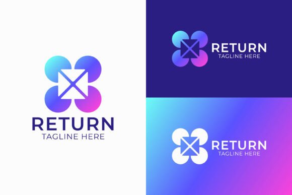 4 Circle and Box Arrow Center Logo