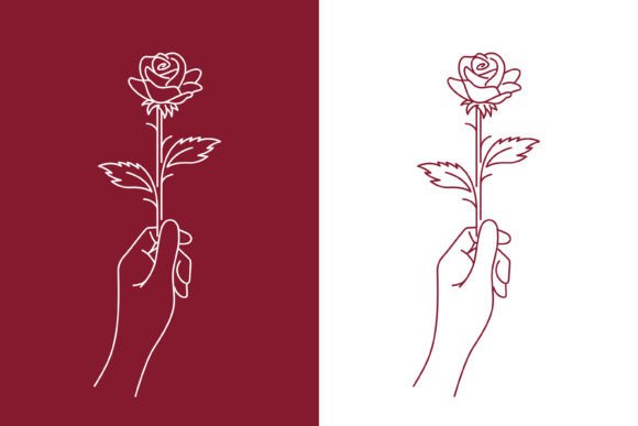 Abstract Illustration Hand Holding Rose