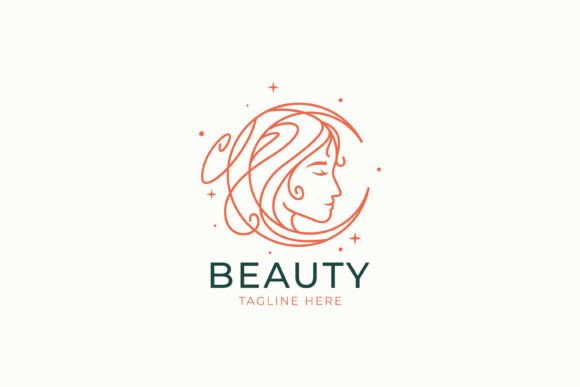 Beauty Goddess Logo Girl Face Crescent