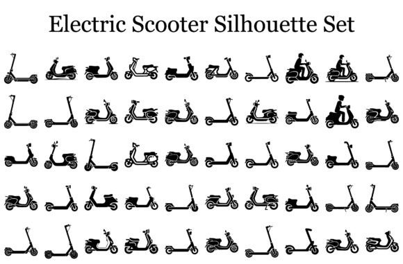 Electric Scooter Silhouette Set