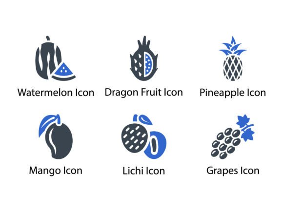 Vegetable Fruit Icon Set 10: A Versatile Glyph Resource for Visual Communication Across Disciplines